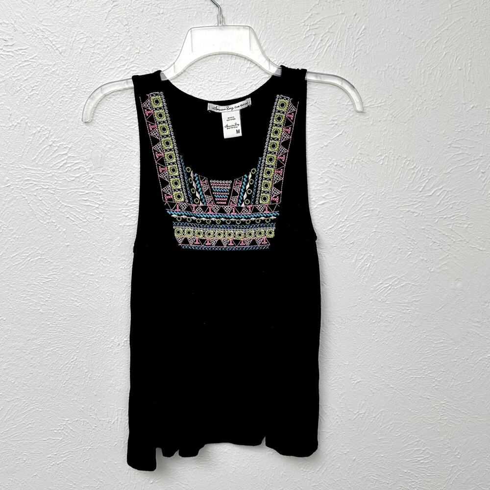 American Rag Black Embroidered Tank Top